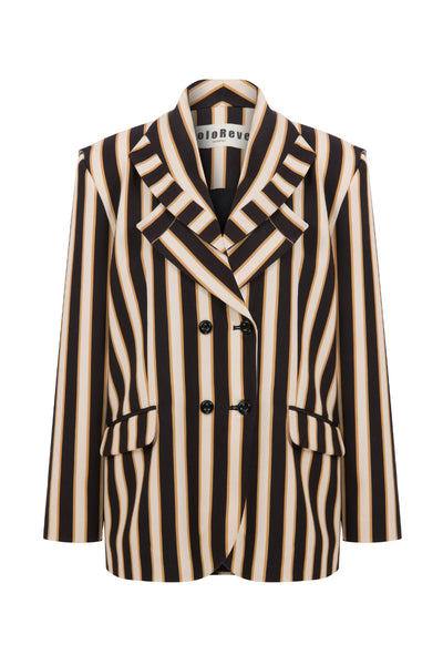 BLAZER IN BROWN-BLACK STRIPED | CULT MIA | ColoReve