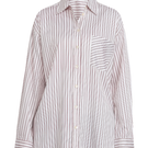 Summer Away Ravenna shirt in burgundy stripe, lightweight casual shirt with long sleeves and button front.