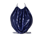 Aquarel Studio blue KAYA top featuring a relaxed fit with a round neckline and short sleeves, displayed on a hanger.