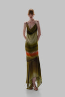 Baobab Carlotta Maxi Dress featuring a flowing design and Vallesagrado pattern on lightweight fabric, perfect for summer wear.