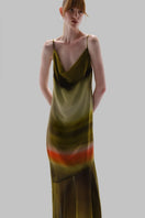 Baobab Carlotta Maxi Dress in lightweight fabric with flowing silhouette and elegant design, displayed on a hanger.