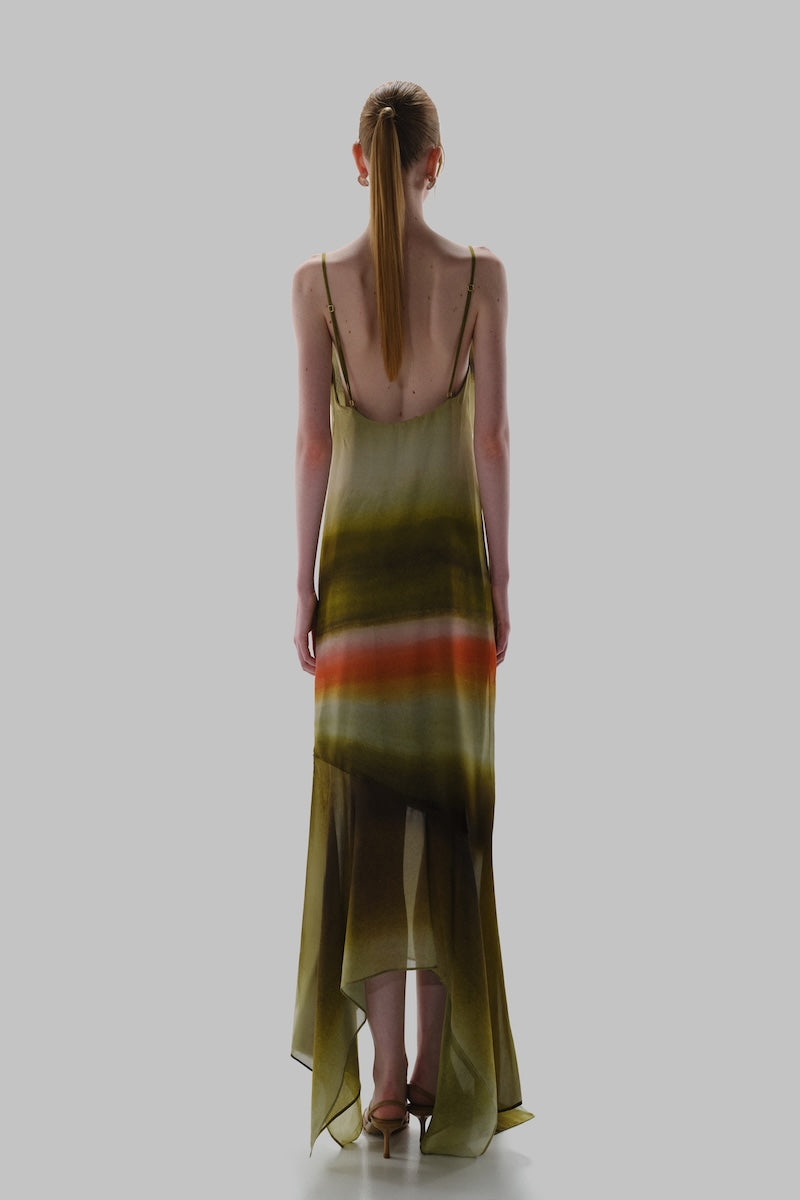 Baobab Carlota Maxi Dress in Vallesagrado fabric, flowing long dress with elegant design and vibrant print.