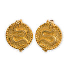 Gold dragon earrings from Natia x Lako featuring intricate dragon-shaped design, perfect for adding a bold statement to any outfit.