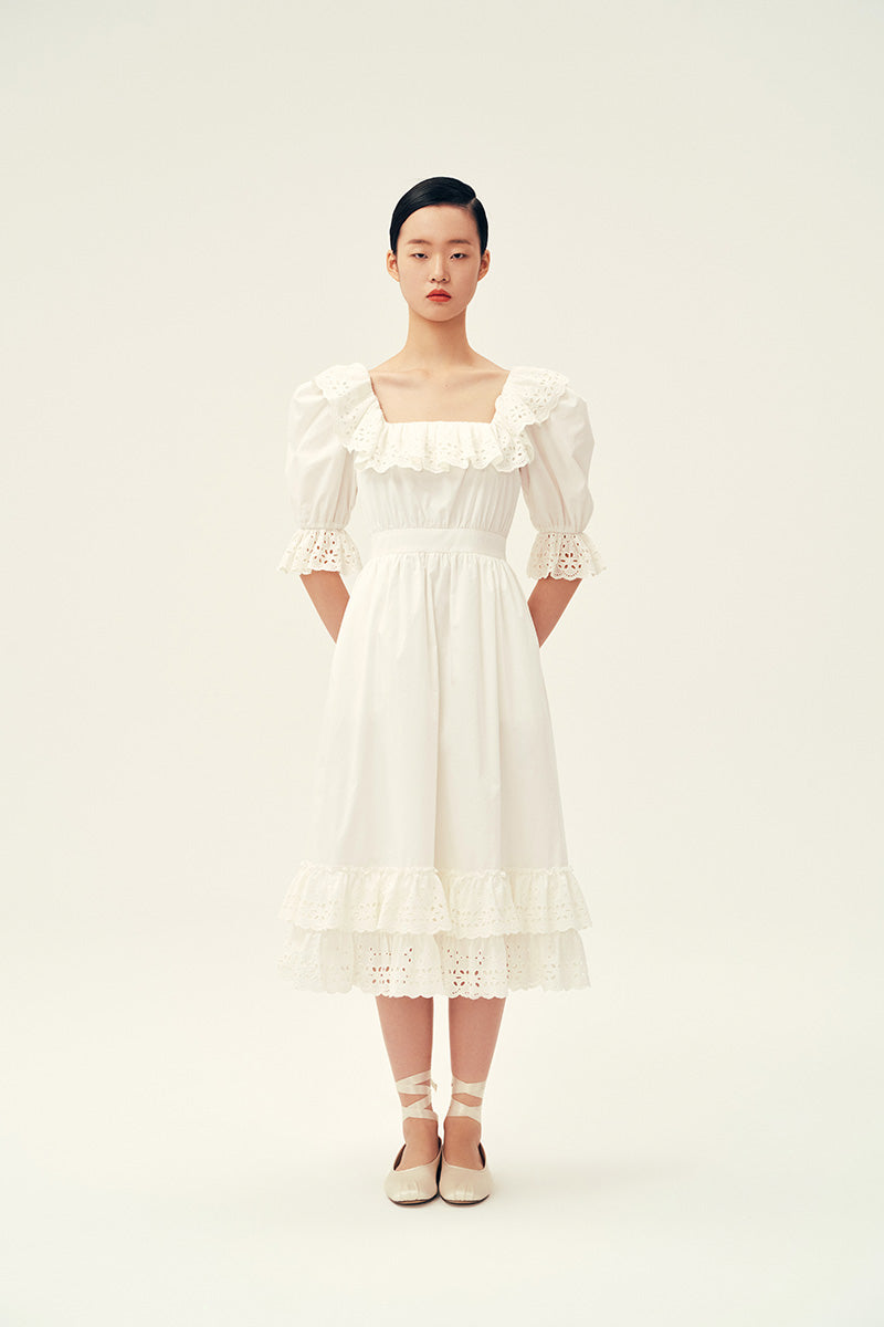casual ivory dress Women Maxi Dress|OMN Church Fashion Ivory Tulle V-neck Sleeveless Long