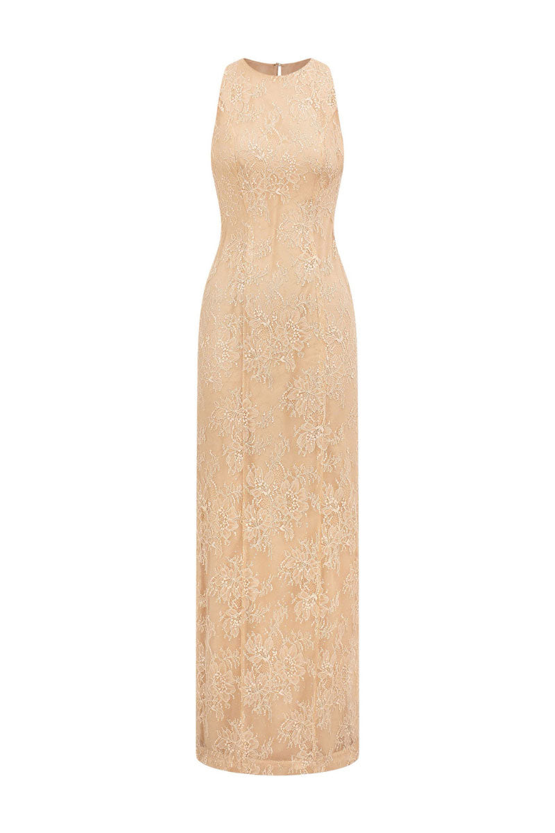 Elegant GEM dress gown by Arti Apparel featuring intricate embroidery and flowing fabric, perfect for formal occasions.