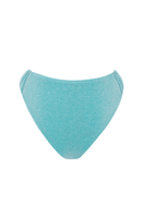 Suncillo Gina sparkly turquoise bikini bottom with shimmering fabric, designed for beach or poolside wear.