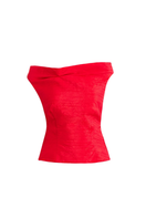 Red draped top from Mestiza New York featuring a stylish, flowing design perfect for casual and chic outfits.