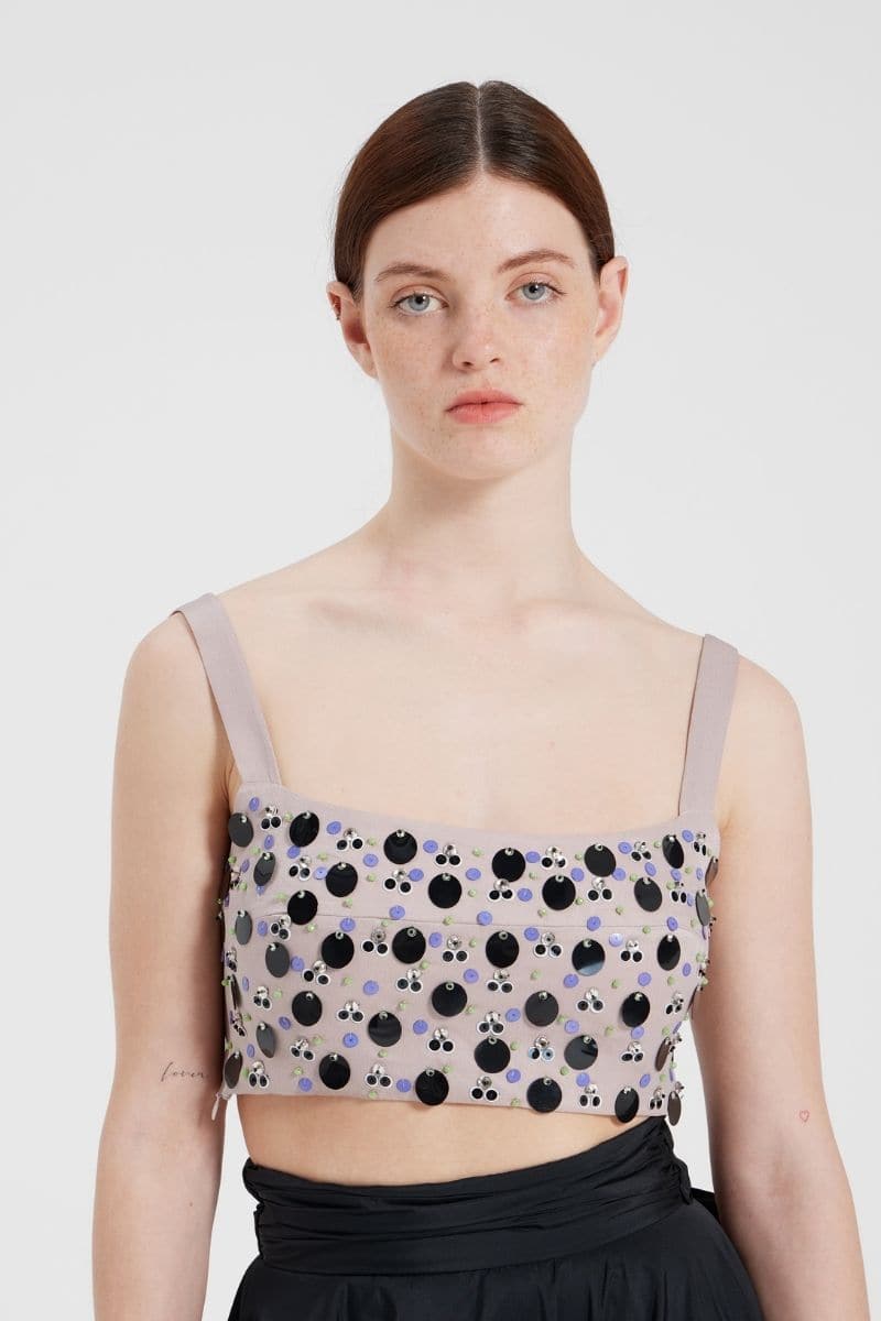 DAKOTA PINK EMBROIDERED CROP TOP - CULT MIA