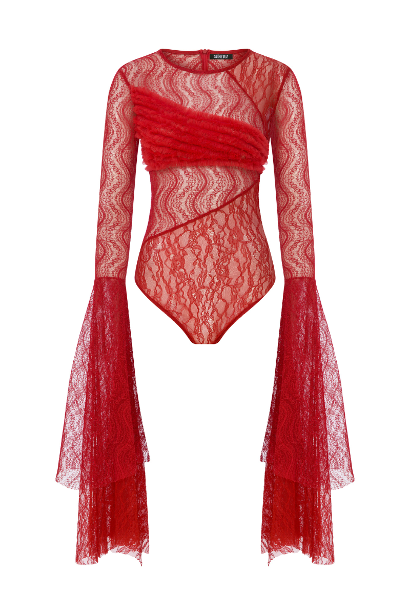 LACE LONG SLEEVE BODYSUIT - CULT MIA