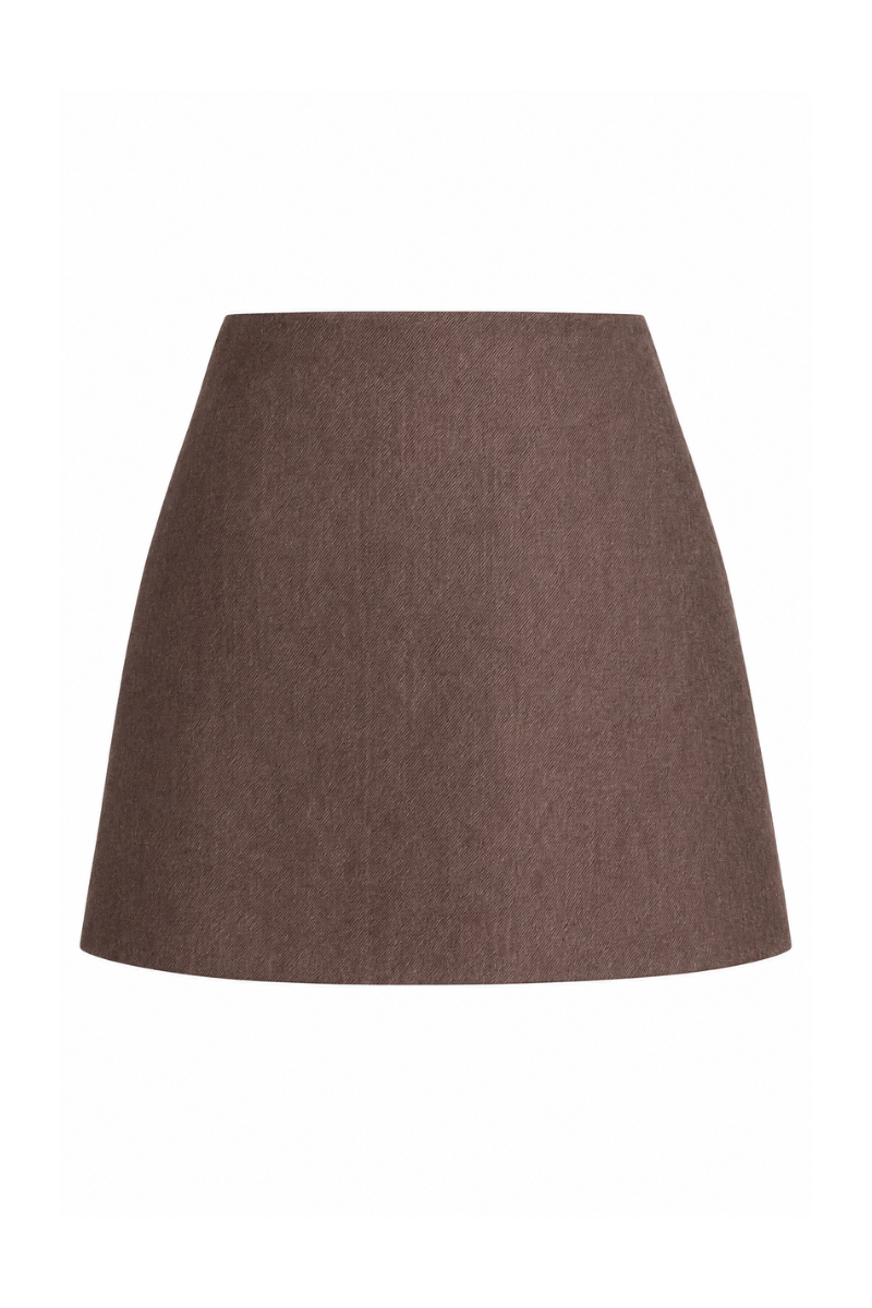 Black fitted mini skirt by Keira Tong, showing a sleek, minimalist design with a high waist and tailored fit.