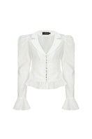 Nana Jacqueline Emilia white pleated top, lightweight and elegant blouse with pleats and a relaxed fit, perfect for casual or dressy wear.