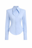Keira Tong striped cupped collar shirt featuring a classic button-up design with a stylish collar and long sleeves.
