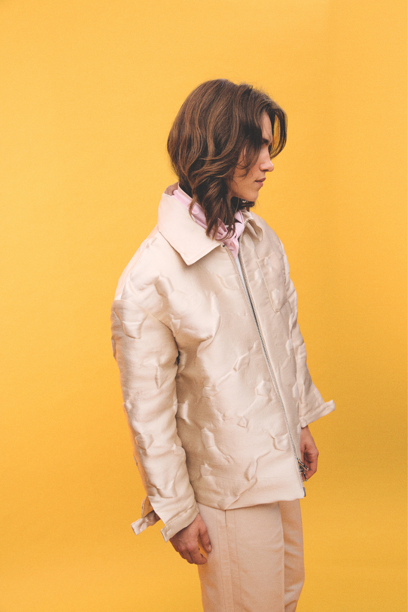 TEXTURED PUFFER JACKET IN CREAM - CULT MIA