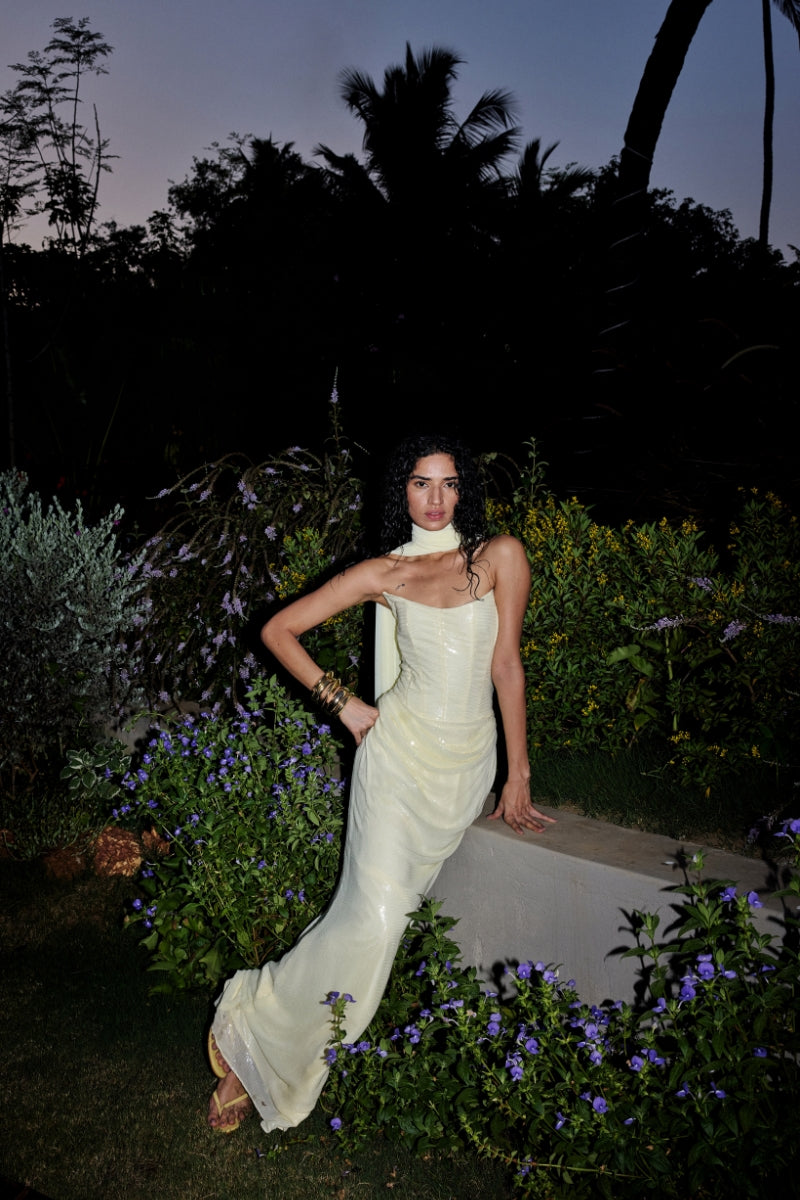 Deme By Gabriella Giselle Gown in elegant fabric, featuring a flowing silhouette and intricate detailing for formal occasions.