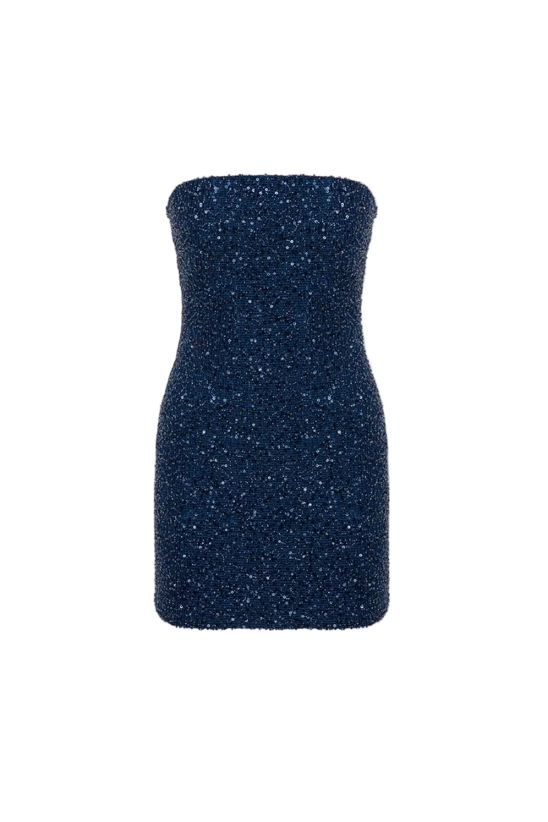 Robe mini à bretelles MAI en sequins noirs