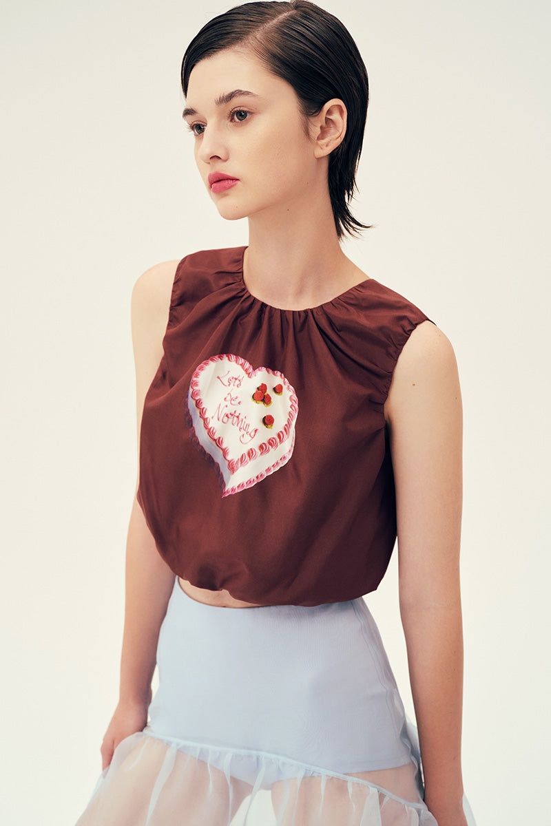 Maroon Chictopia Let's Be Nothing tank top, sleeveless casual top with a relaxed fit, displayed on a hanger.
