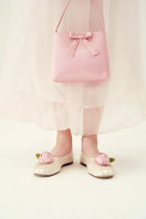 Chictopia satin rose flats in ivory with bow detail, stylish women's flat shoes for elegant and comfortable wear.