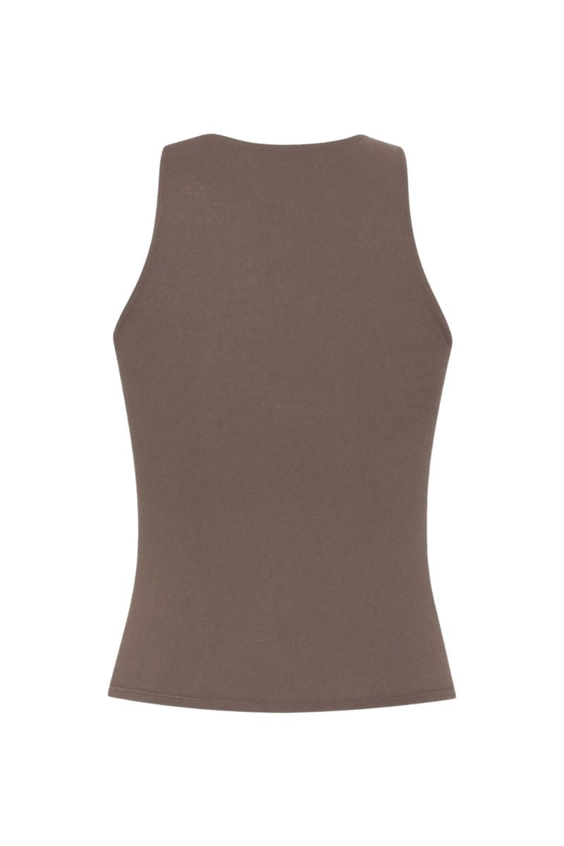 SADIE LIGHT BROWN DENIM TANK - CULT MIA