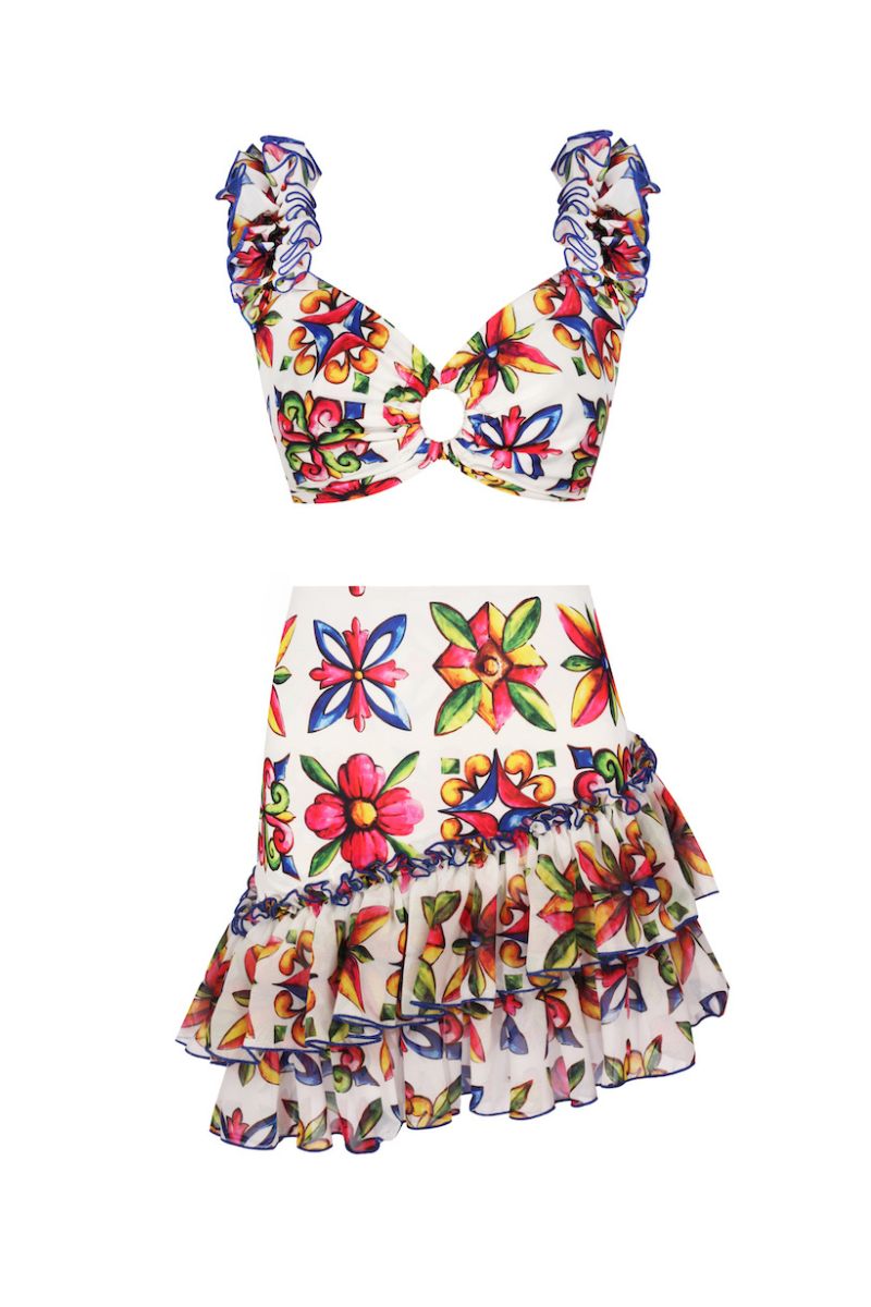SICILIA LILY AND TIGRA TOP AND SKIRT SET - CULT MIA