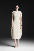 Maison Des Copains NERISSE embroidery midi dress in vanilla cream, featuring intricate embroidery and a flowing midi silhouette.