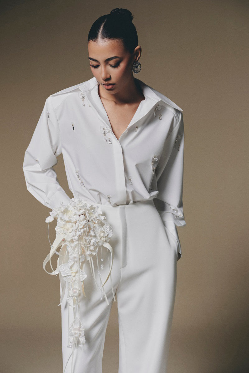 Beaded shirt by Keira Tong featuring intricate beaded details and a stylish design, perfect for casual or dressy occasions.