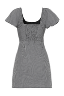 Black check Dominica mini dress by Summer Away, stylish short dress with a fitted silhouette and checkered pattern.