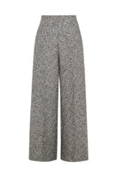 Gray tweed straight pants by Levia featuring a tailored fit and classic design, shown on a neutral background.
