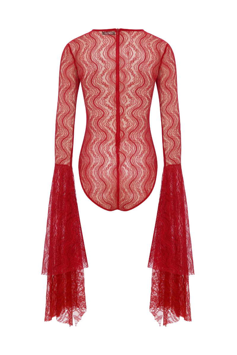 LACE LONG SLEEVE BODYSUIT - CULT MIA
