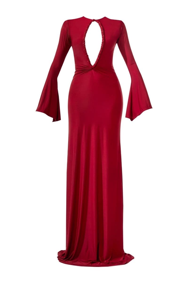 KAI MAROON CUT-OUT MAXI DRESS - CULT MIA