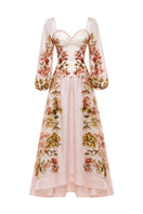 Pink VIVIENNE Corset Maxi Dress by BY HAÓ displayed on a model, showcasing the elegant, fitted bodice and flowing skirt.