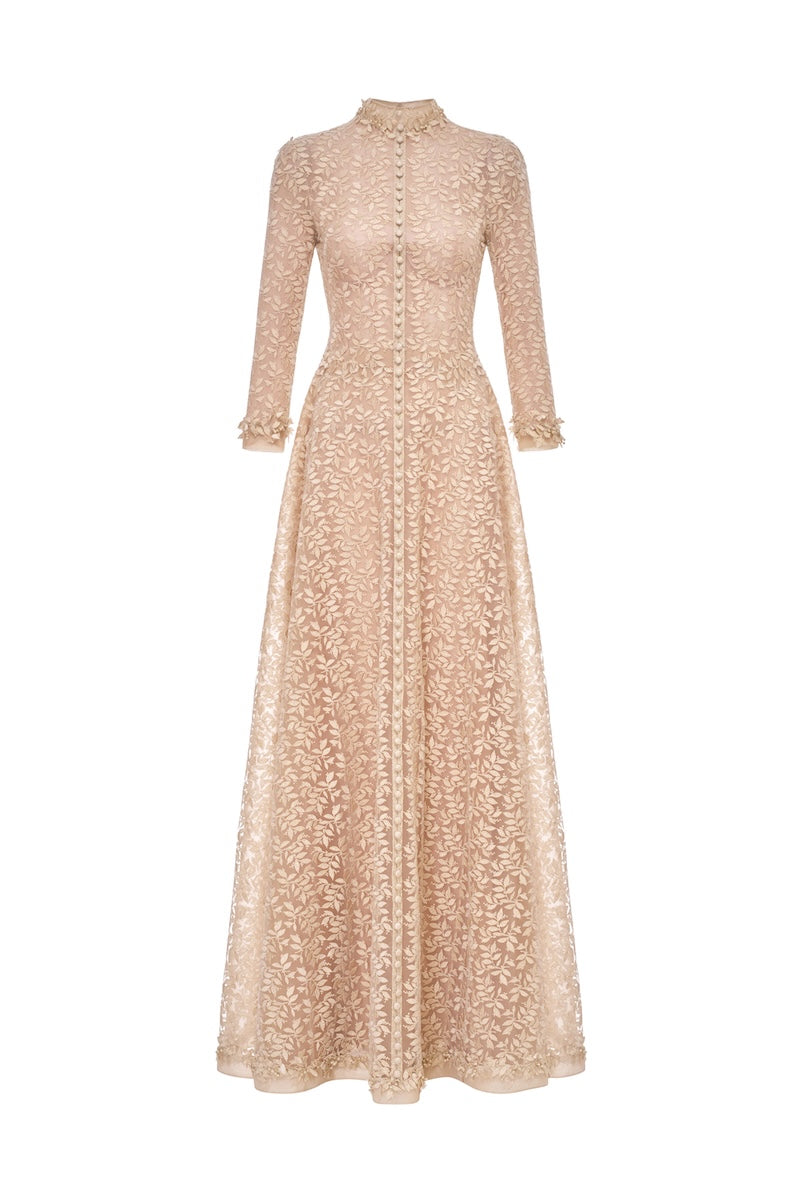 montsand dresses and detailed to perfection. Marketing push US Line and Dot Gienna Color:Bitter Chocolate Tiered maxi