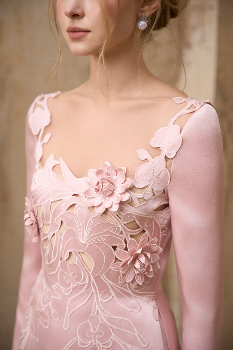 3D FLORALS PINK DRESS | CULT MIA