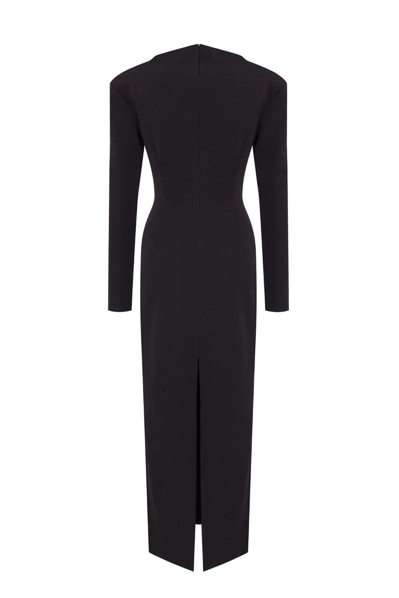 BLACK CROSS OVER CUT-OUT MIDI DRESS - CULT MIA