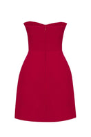 Nana Gotti Nour strapless mini dress with 3D feather trim, rose crepe fabric, fitted silhouette, and stylish design.
