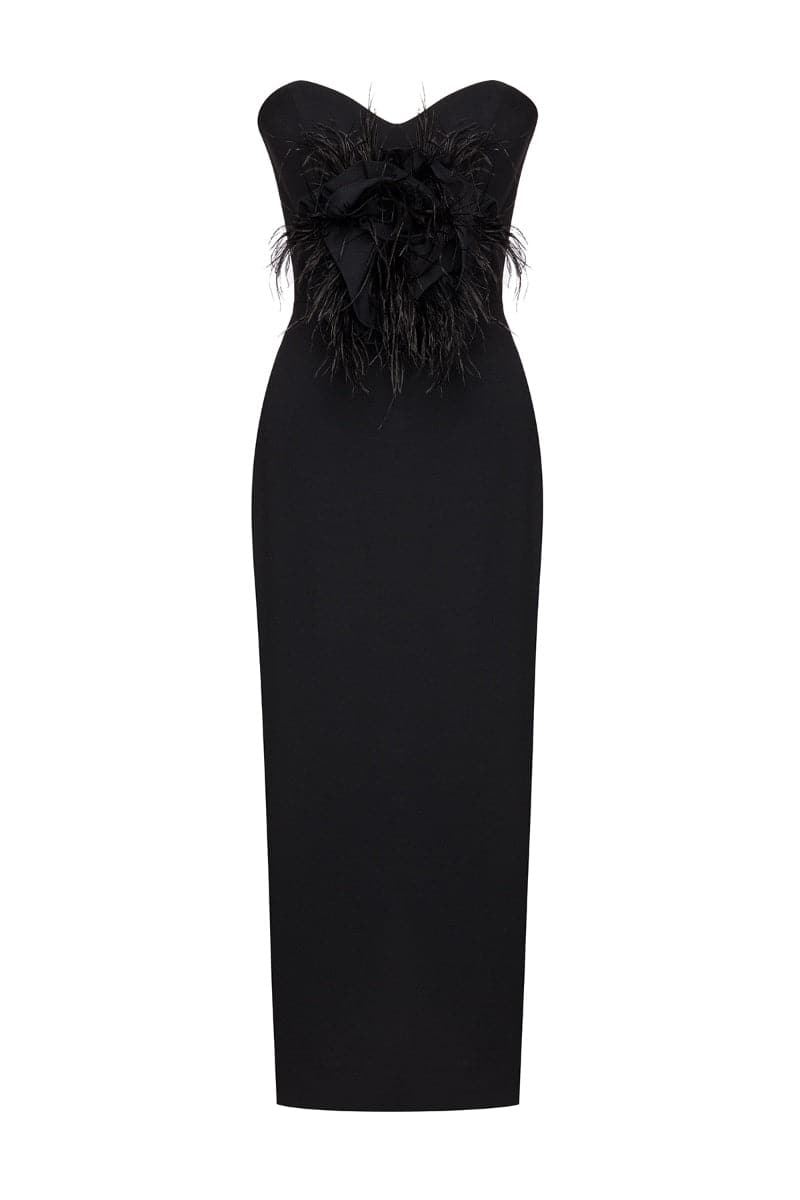 ZARA STRAPLESS CREPE MIDI DRESS - CULT MIA