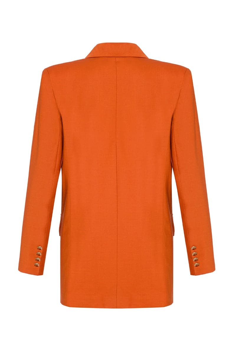 ORANGE DOUBLE-BREASTED WOOL-BLEND BLAZER - CULT MIA