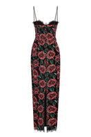 Nana Gotti rose corduroy gown with long sleeves and a relaxed fit, featuring a soft textured fabric and a stylish, comfortable design.