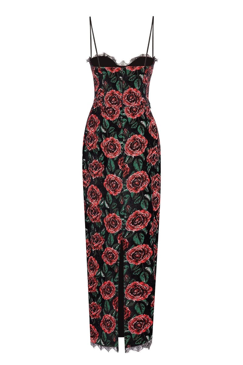 Nana Gotti rose corduroy gown with long sleeves and a relaxed fit, featuring a soft textured fabric and a stylish, comfortable design.