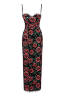 Nana Gotti rose corduroy gown with long sleeves, soft fabric, and a relaxed fit, displayed hanging on a white background.