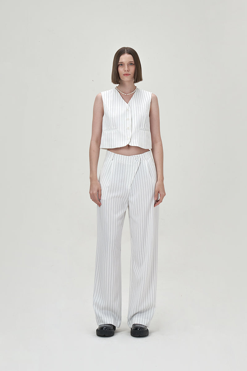 JULES WHITE CROPPED WAISTCOAT - CULT MIA