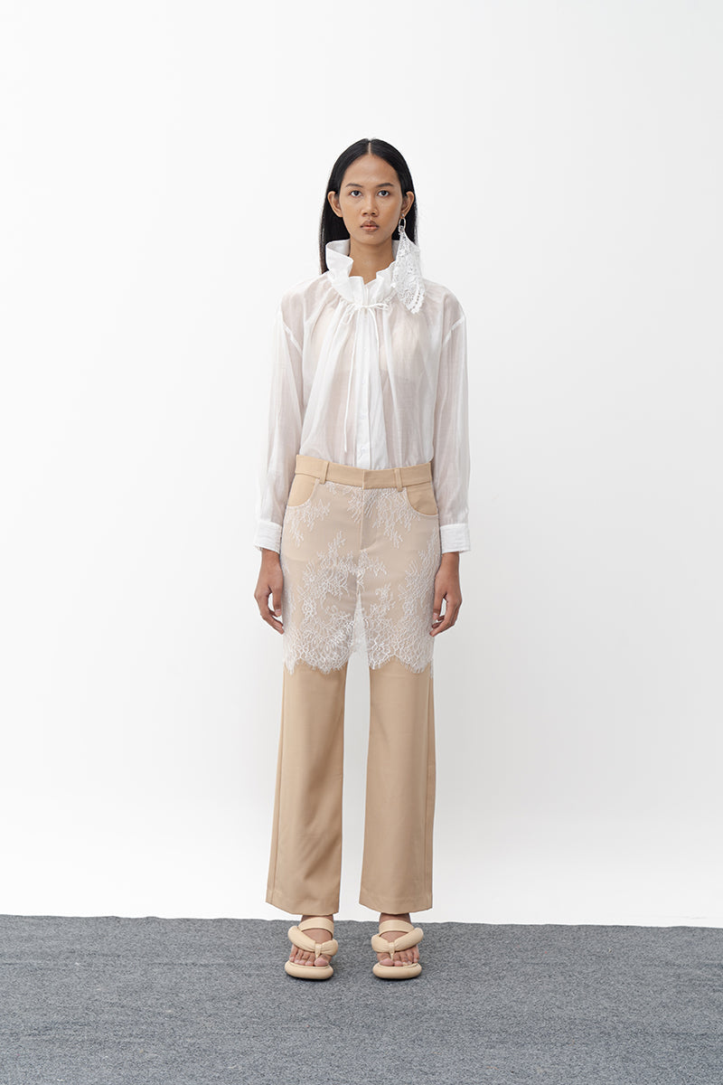 NONA BEIGE STRAIGHT LEG PANTS - CULT MIA