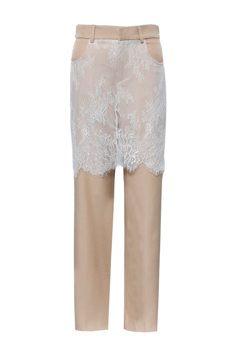 NONA BEIGE STRAIGHT LEG PANTS - CULT MIA