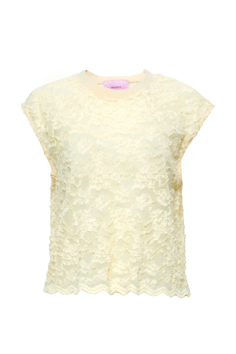 SARAH YELLOW BUTTERFLY PATTERNED LACE TOP - CULT MIA