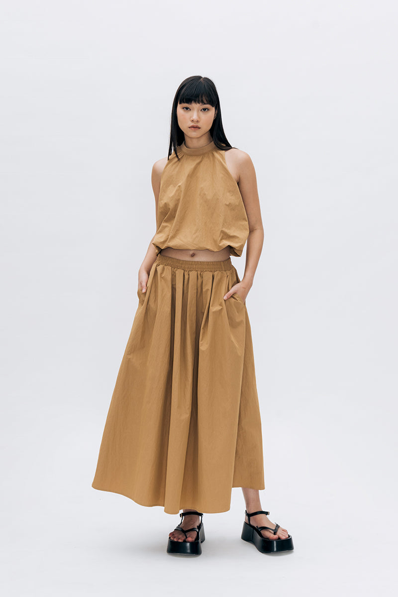 ULSA BROWN MIDI SKIRT - CULT MIA