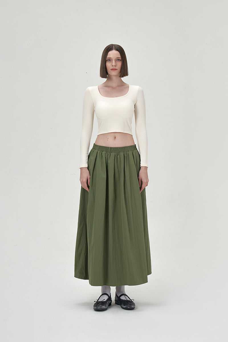 ULSA GREEN MIDI SKIRT - CULT MIA