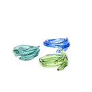 Set of three SALVÁREA rings featuring turquoise, green, and ocean blue colors with intricate remolino designs.