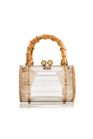 Waiwai Rio Alix Bambu Bag in Crystal, a stylish top handle bag with transparent bamboo design and elegant structure.
