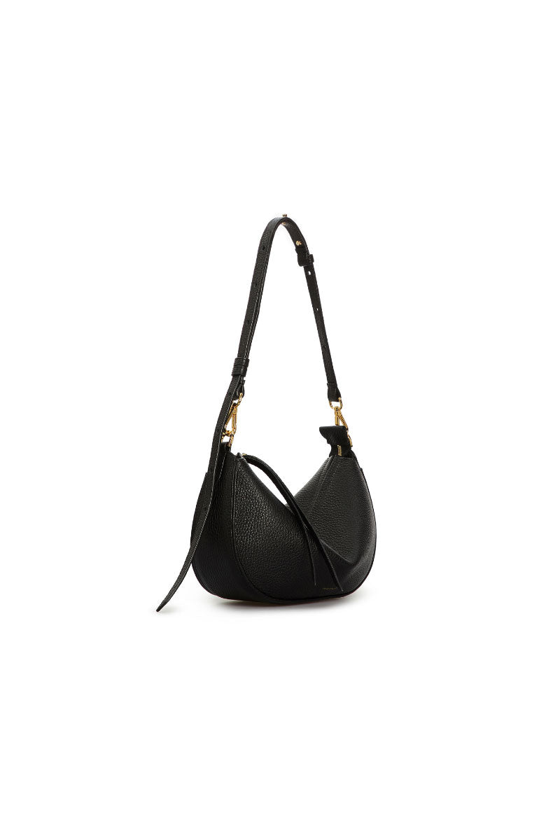 Black Denise mini shoulder bag by Vikele Studio with sleek design and compact size, perfect for casual and evening wear.
