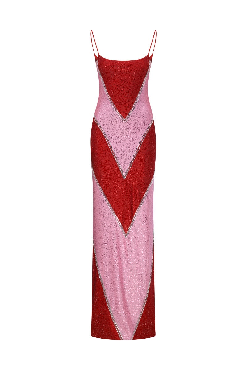CO FULLY RHINESTONED BODYCON MAXI DRESS