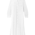 White Egyptian cotton shirt dress by SemSem, featuring a relaxed maxi dress design with a button-front and collar detail.